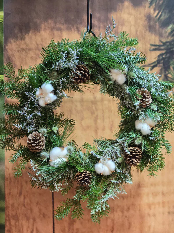 Couronne de Noël &#39;Boule de neige&#39; - Fleuriste Binette &amp; Filles - Montréal