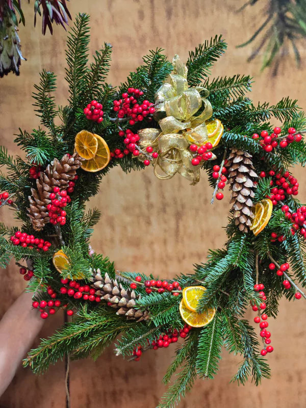 Couronne de Noël &#39;Festivités&#39; - Fleuriste Binette  Filles - Montréal