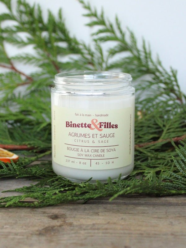 Bougie Agrumes et sauge - Fleuriste Binette et filles - Montréal Montréal