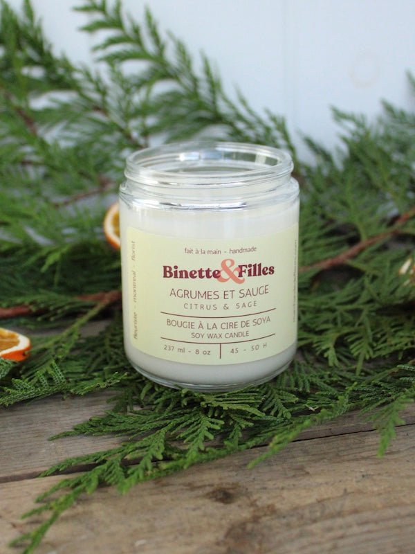 Bougie Agrumes et sauge - Fleuriste Binette et filles - Montréal Montréal