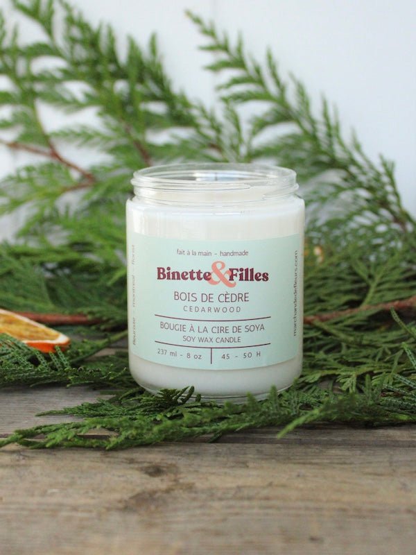 Bougie Bois de cèdre - Fleuriste Binette et filles - Montréal Montréal