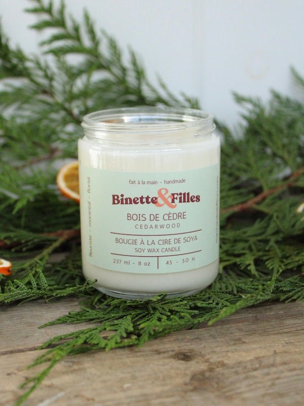 Bougie Bois de cèdre - Fleuriste Binette et filles - Montréal Montréal
