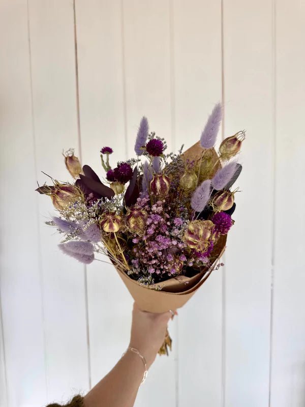 Bouquet de fleurs séchées 'Douce Violette' - Fleuriste Binette et filles - Montréal Montréal
