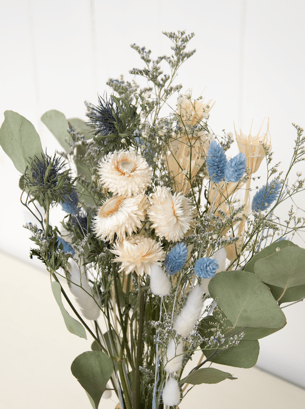 Bouquet de fleurs séchées Soirée enneigée - Fleuriste Binette et filles - Montréal Montréal