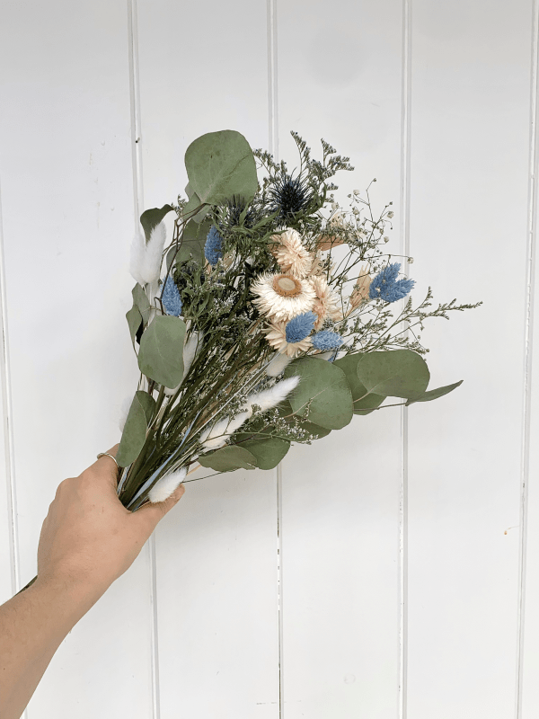 Bouquet de fleurs séchées Soirée enneigée - Fleuriste Binette et filles - Montréal Montréal