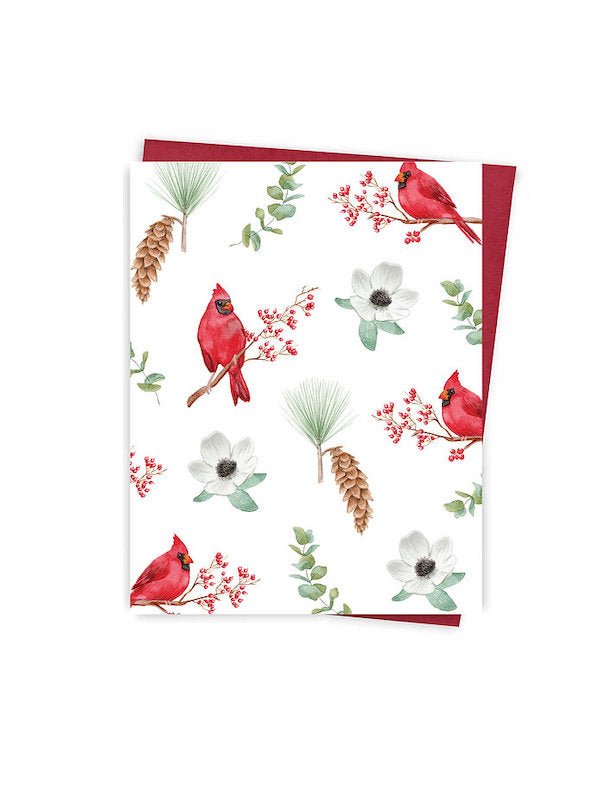 Carte de souhaits 'Cardinaux et anémones' - Fleuriste Binette et filles - Montréal Montréal