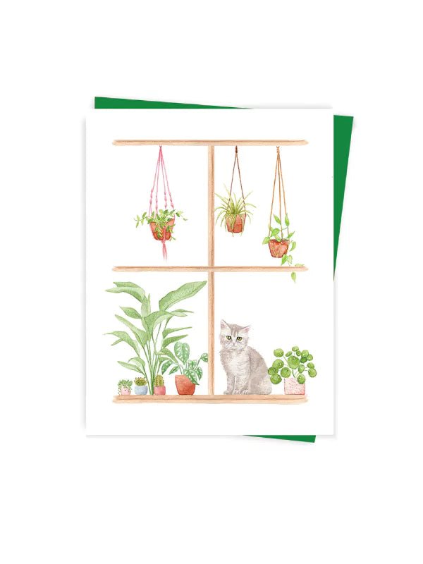 Carte de souhaits 'Chat à la fenêtre' - Fleuriste Binette et filles - Montréal Montréal