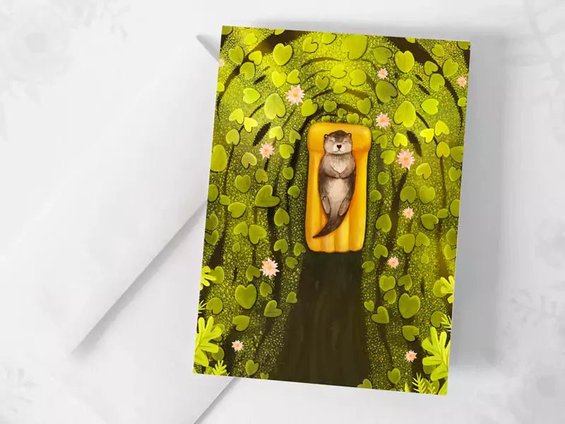 Carte de souhaits 'La loutre parmi les nénuphars' - Fleuriste Binette et filles - Montréal Montréal