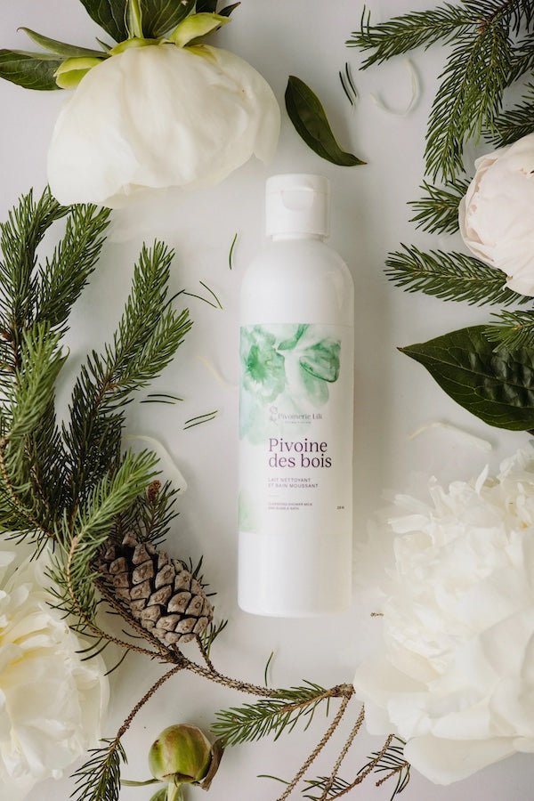 Lait nettoyant et bain moussant Pivoine des bois - Fleuriste Binette et filles - Montréal Montréal