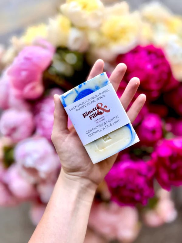 Savon aux fleurs du Québec - Centaurée &amp; Menthe - Fleuriste Binette et filles - Montréal Montréal